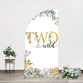 Aperturee - Aperturee Two Wild Animals Boy Birthday Half Moon Arch Backdrop